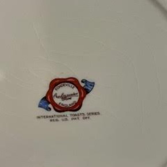 Set of 4 Fondeville Ambassador Plates, Luncheon/Salad Plates  "English Toasting" - Picture 10 of 13